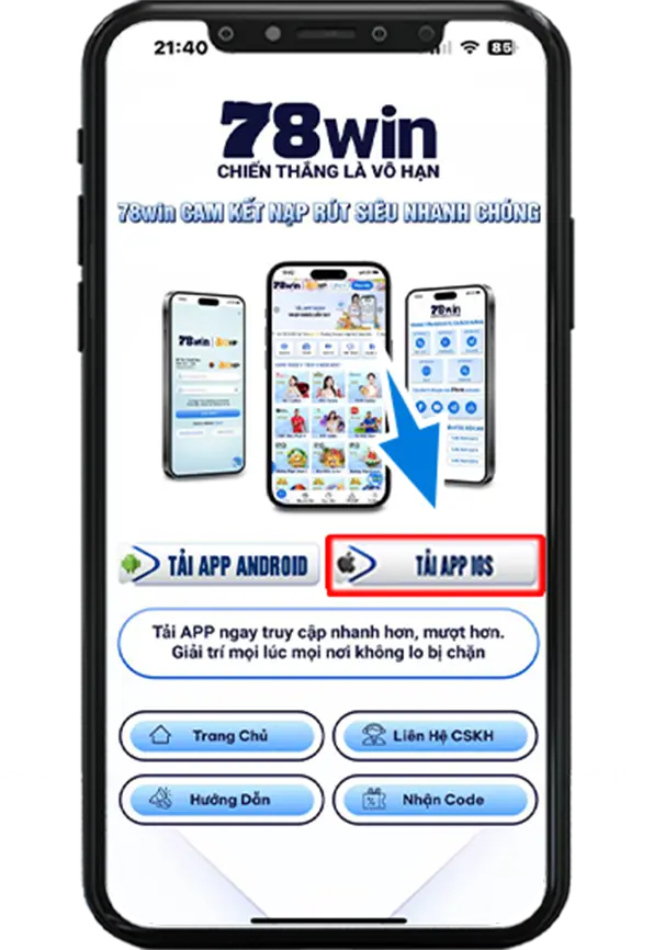 Bước 2 : Chọn TẢI APP IOS